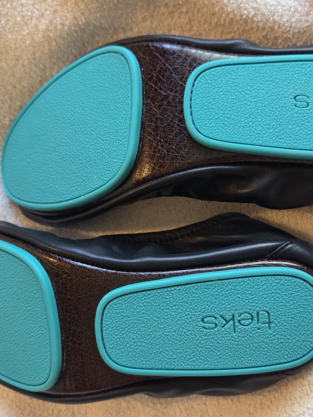 Tieks Navy Blue Leather Ballet Flats with Teal Accent - Picture 5 of 7